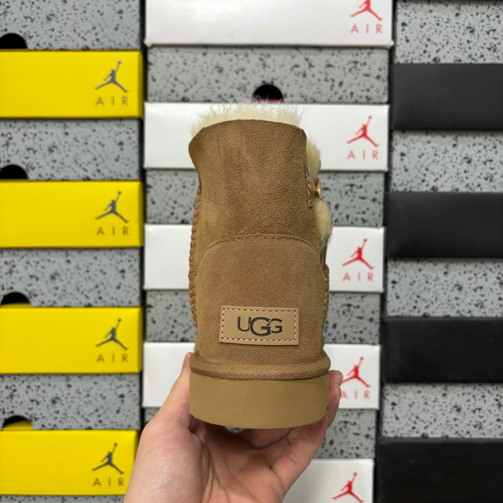 UGG Bailey Button Mini Boot – Chestnut Suede