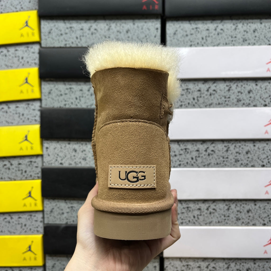 UGG Bailey Button Mini Boot – Chestnut Suede