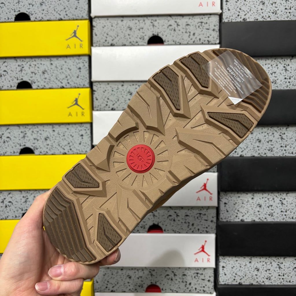 UGG Burleigh Chelsea Boot – Chestnut Suede Slip-On with Elastic Gussets, UGGplush Two-Tone Gum Outsole & Red UGG Heel Medallion