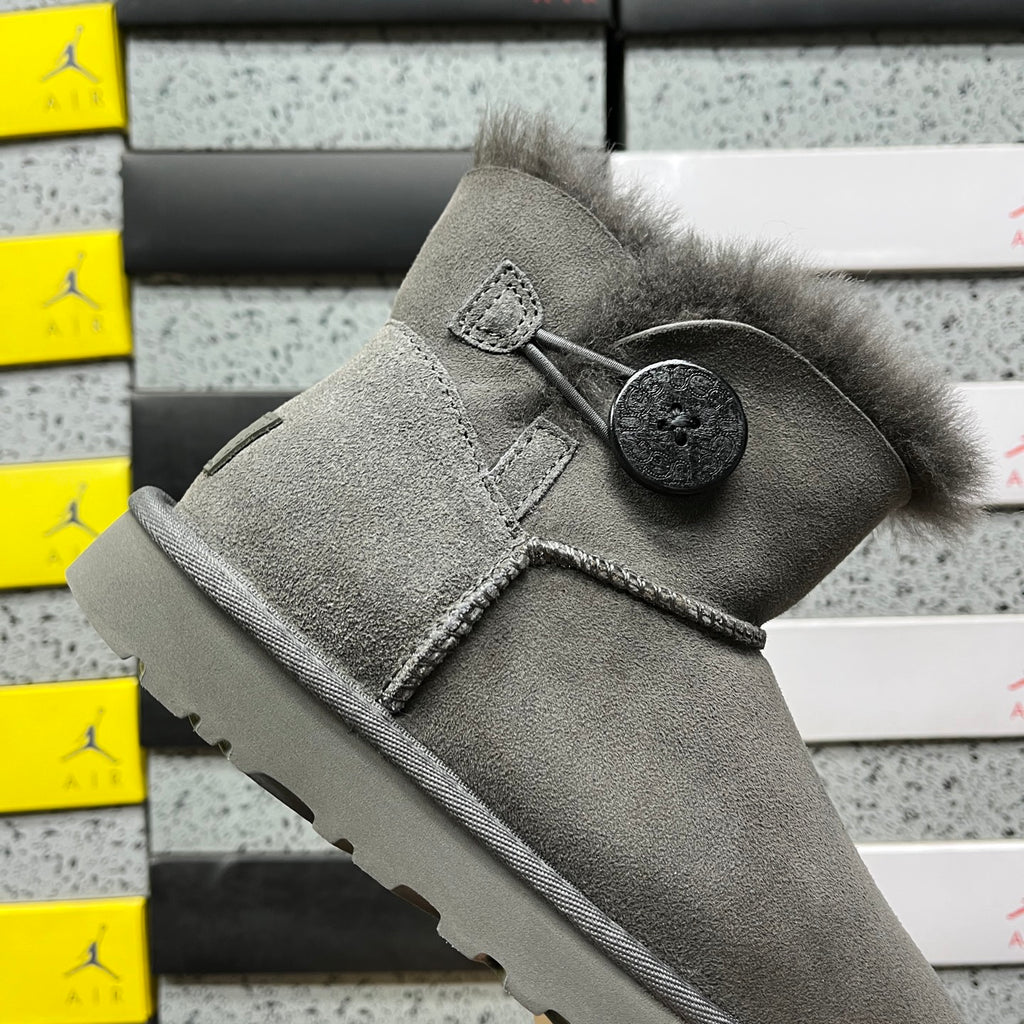 UGG Bailey Button Mini Boot – Grey Suede