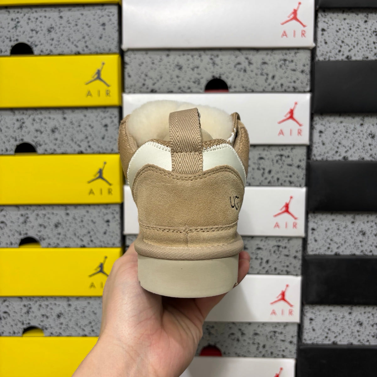 UGG Kallen Lace – Sand Suede Lace-Up Sneaker Boot with Cream Heel Contrast & Braided Rope Laces