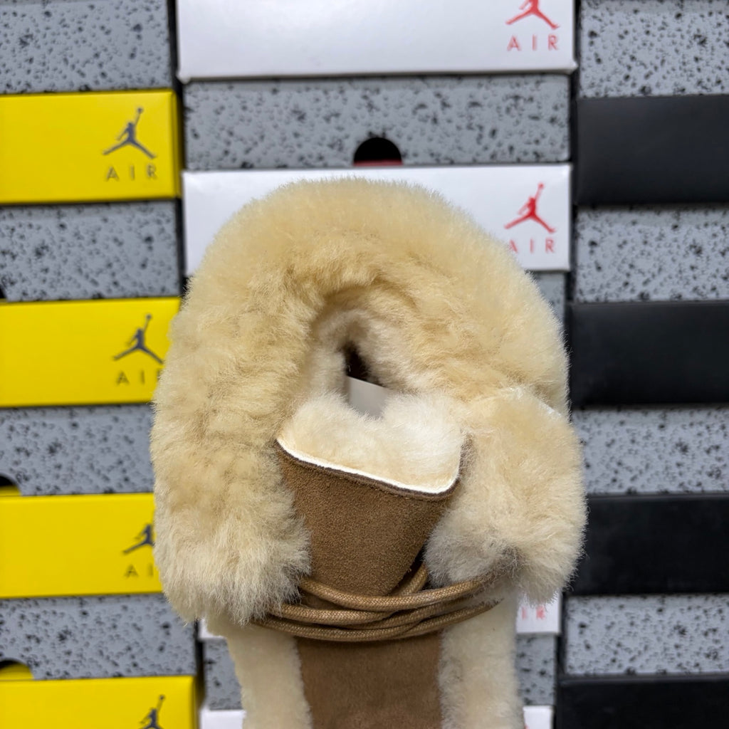 UGG Millen Lace Boot – Chestnut Suede Ankle Boot with Oversized Shearling Cuff & Chunky Platform Sole
