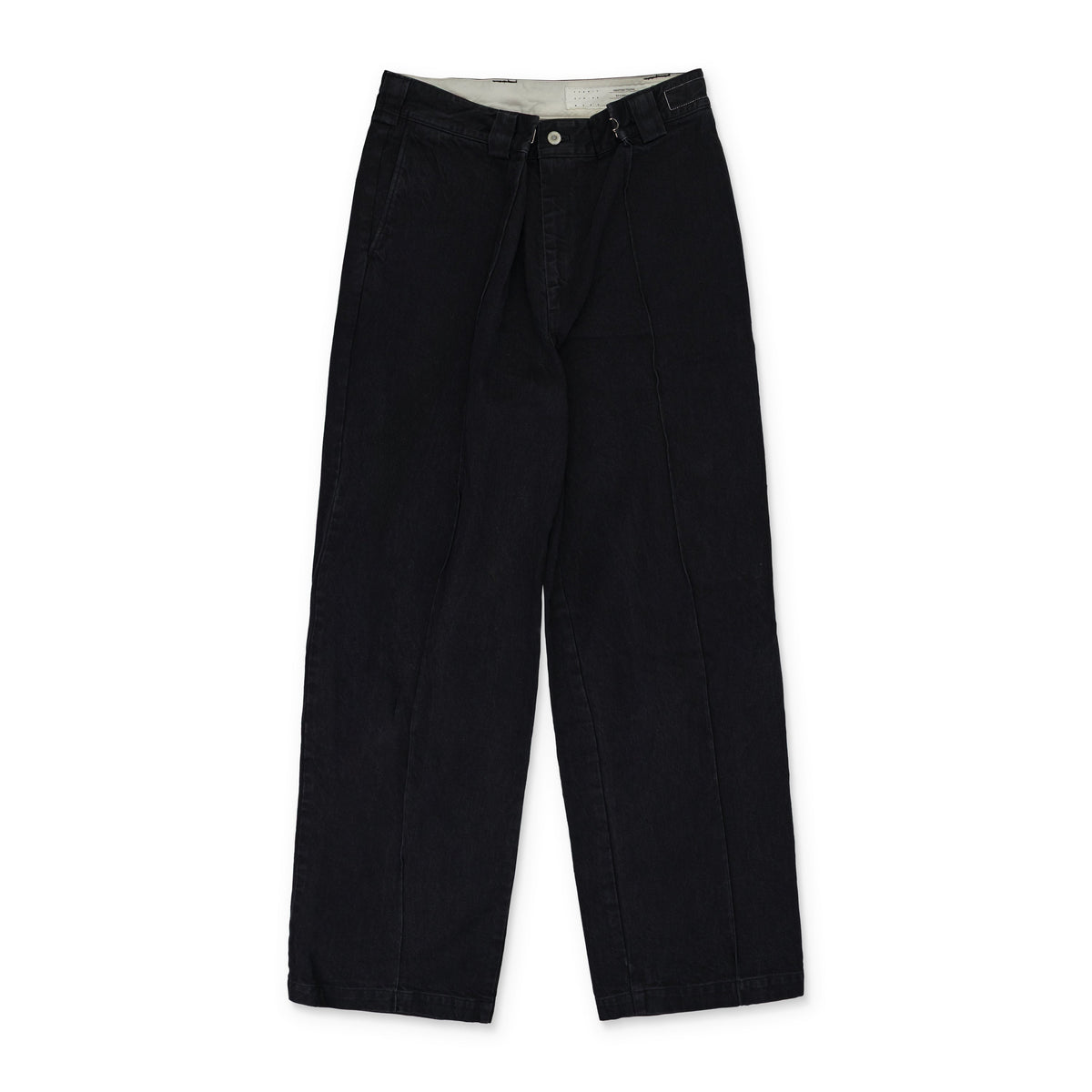 Black Big Tuck Denim Trousers