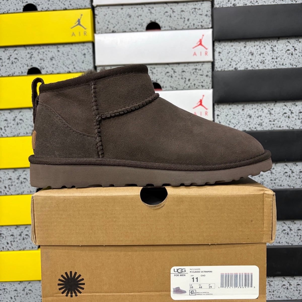 UGG Classic Ultra Mini Boot – Espresso Suede Ankle Boot with Sheepskin Lining & Tonal Dark Brown Sole