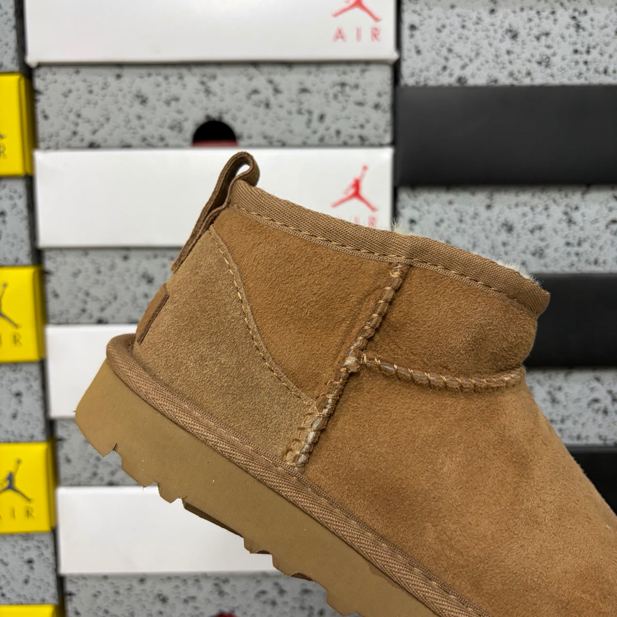 UGG Classic Ultra Mini Boot – Chestnut Suede Ankle Boot with Sheepskin Lining & Tonal Lug Sole