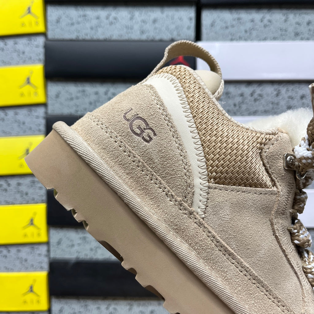 UGG Lowmel Sneaker – Sand Tonal with Sheepskin Collar & Cream SugarSole
