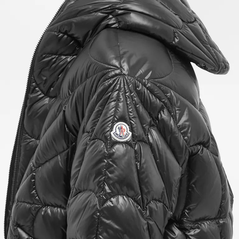 Moncler Black Radial Petal Quilt Hooded Down Jacket