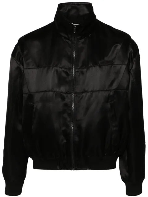 Saint Laurent logo-embroidered satin bomber jacket