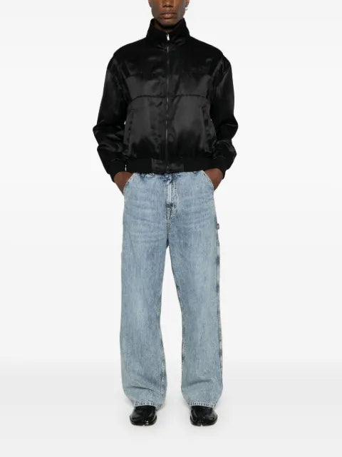 Saint Laurent logo-embroidered satin bomber jacket