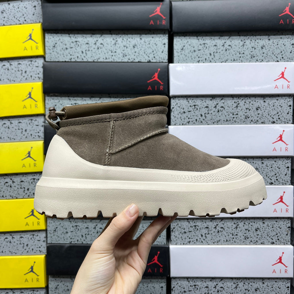 UGG Tasman Weather Hybrid Boot – Olive Suede with Cream Lug Sole