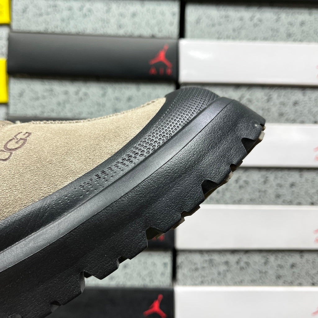 UGG Tasman Weather Hybrid – Smoke Suede Slip-On with Black SugarSole & Sheepskin Lining