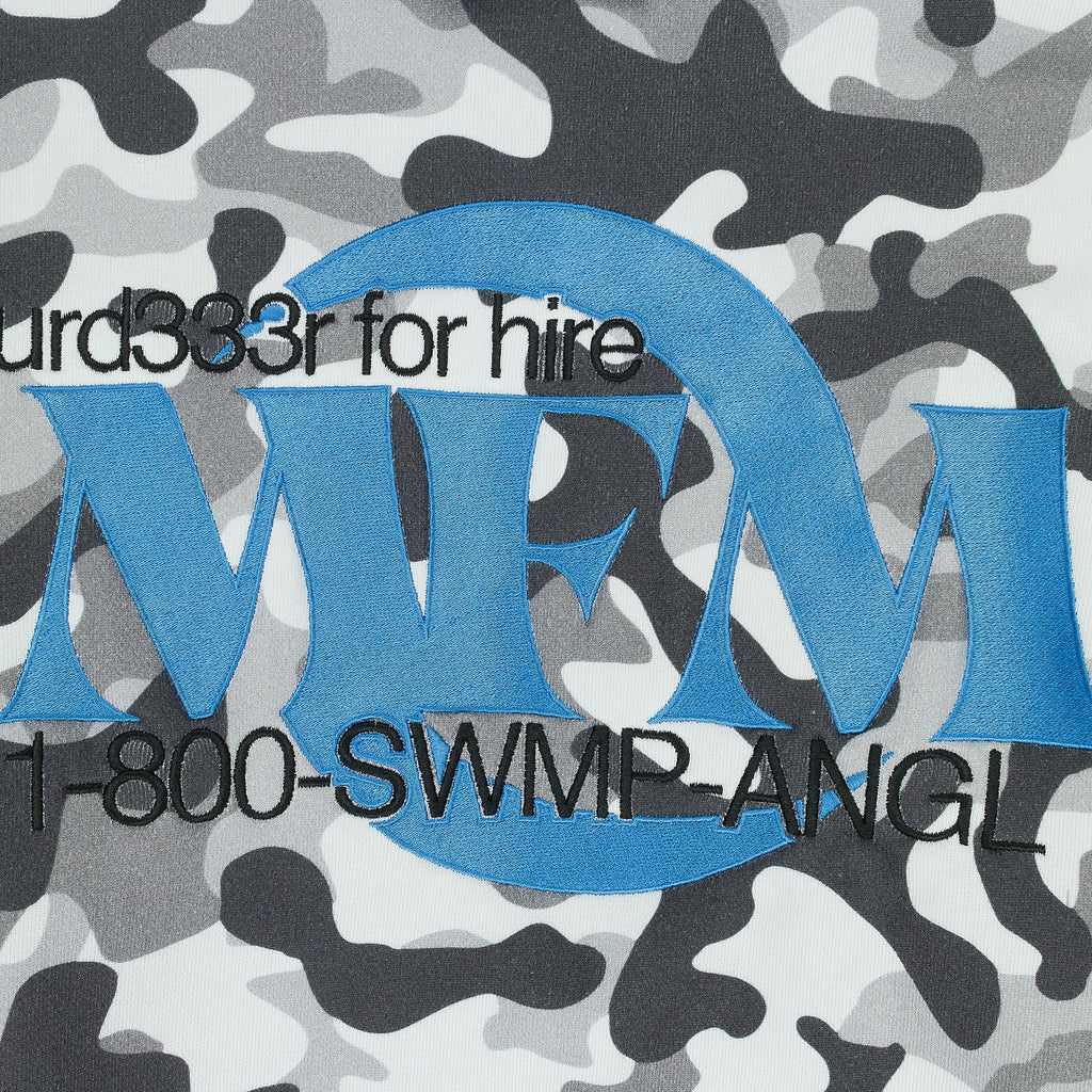 GREEDY UNIT x MURD333R.FM WHITE CAMO DOUBLE LAYERED HOODIE