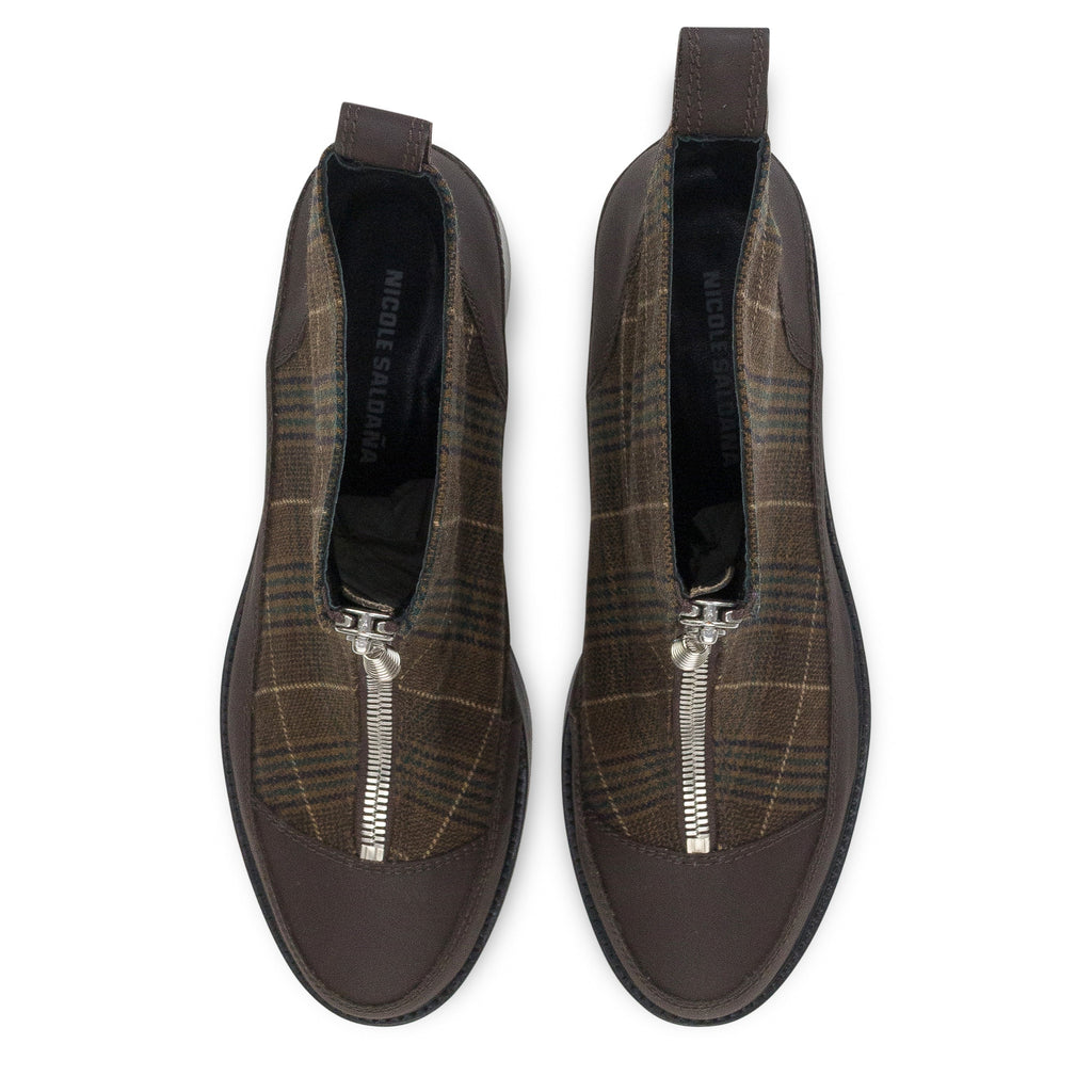 BROWN EXCLUSIVE PLAID CHRIS ANKLE BOOTS