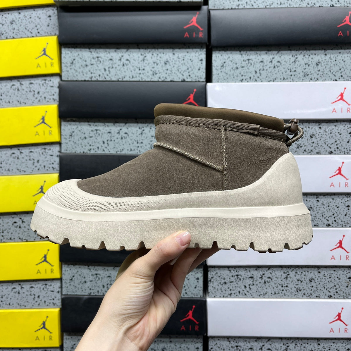 UGG Tasman Weather Hybrid Boot – Olive Suede with Cream Lug Sole