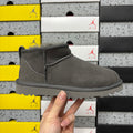 UGG Classic Ultra Mini Boot – Charcoal Suede Ankle Boot with Sheepskin Lining & Tonal Lug Sole