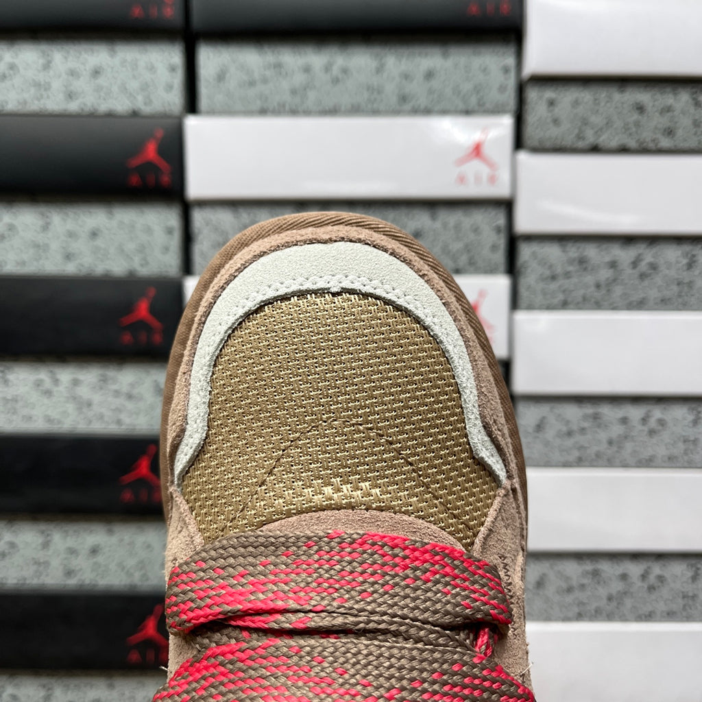 UGG Lowmel Sneaker – Camel Suede & Mesh with Red Braided Laces & Dark Chocolate SugarSole