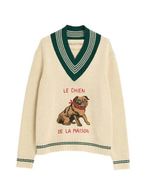 Valentino Garavani Le Chien De La Maison jacquard wool sweater