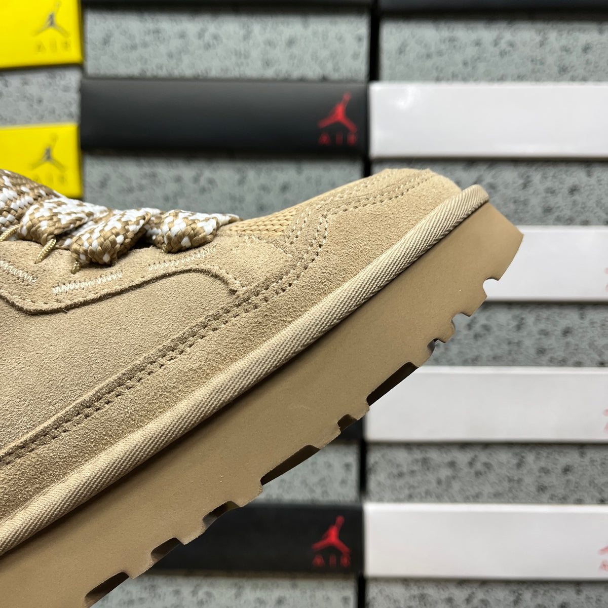 UGG Lowmel Sneaker – Sand Tonal with Sheepskin Collar & Cream SugarSole