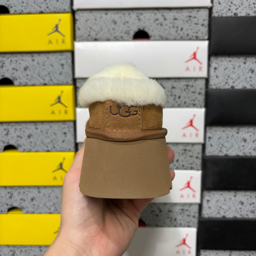 UGG Fisherman Wedge Slide – Sand with Genuine Sheepskin Footbed