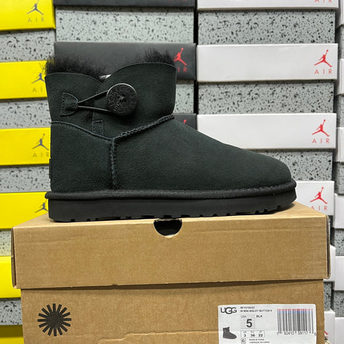 UGG Bailey Button Mini Boot – All-Black Suede