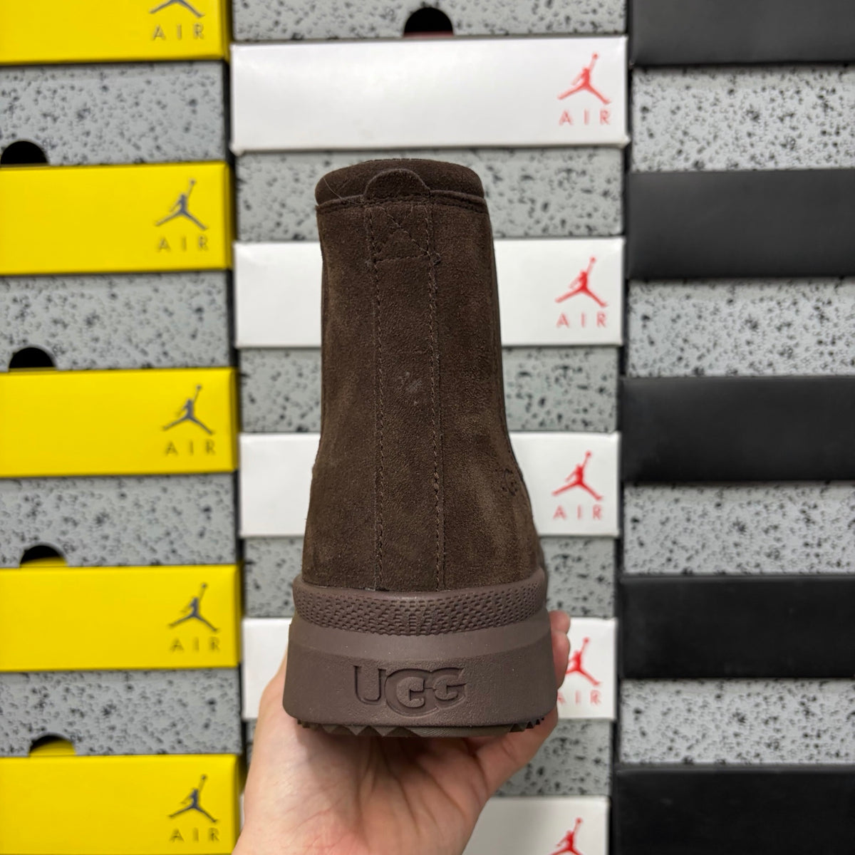 UGG Burleigh Chelsea Boot – Chocolate Brown Suede Slip-On with Elastic Gussets, Tonal Dark Lug Outsole & UGGplush Sole