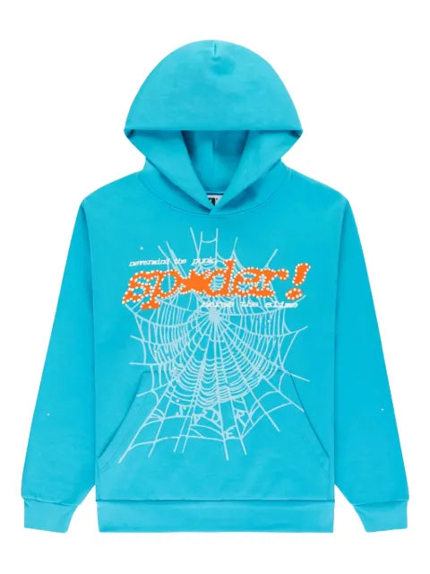 SP5DER spider-web print hoodie