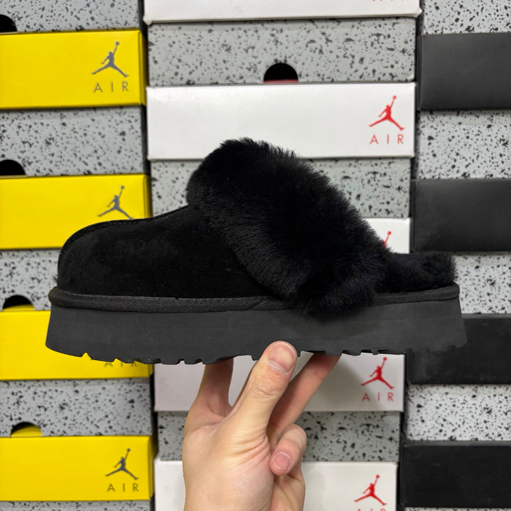 UGG Star Platform Slide – Black with Genuine Sheepskin Footbed