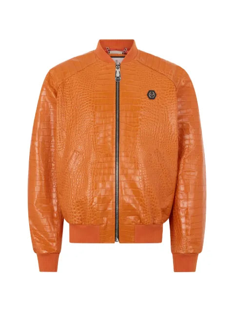 Philipp Plein embossed-leather bomber jacket