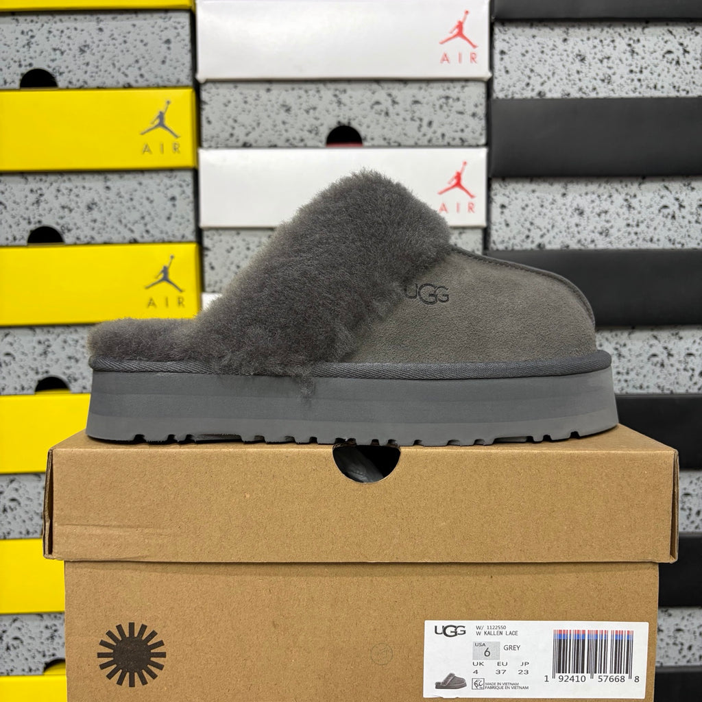 UGG Star Platform Slide – Grey with Genuine Sheepskin Footbed