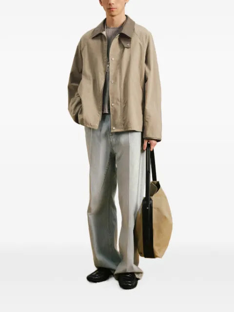 CROQUIS leather-collar raglan-sleeve shirt jacket