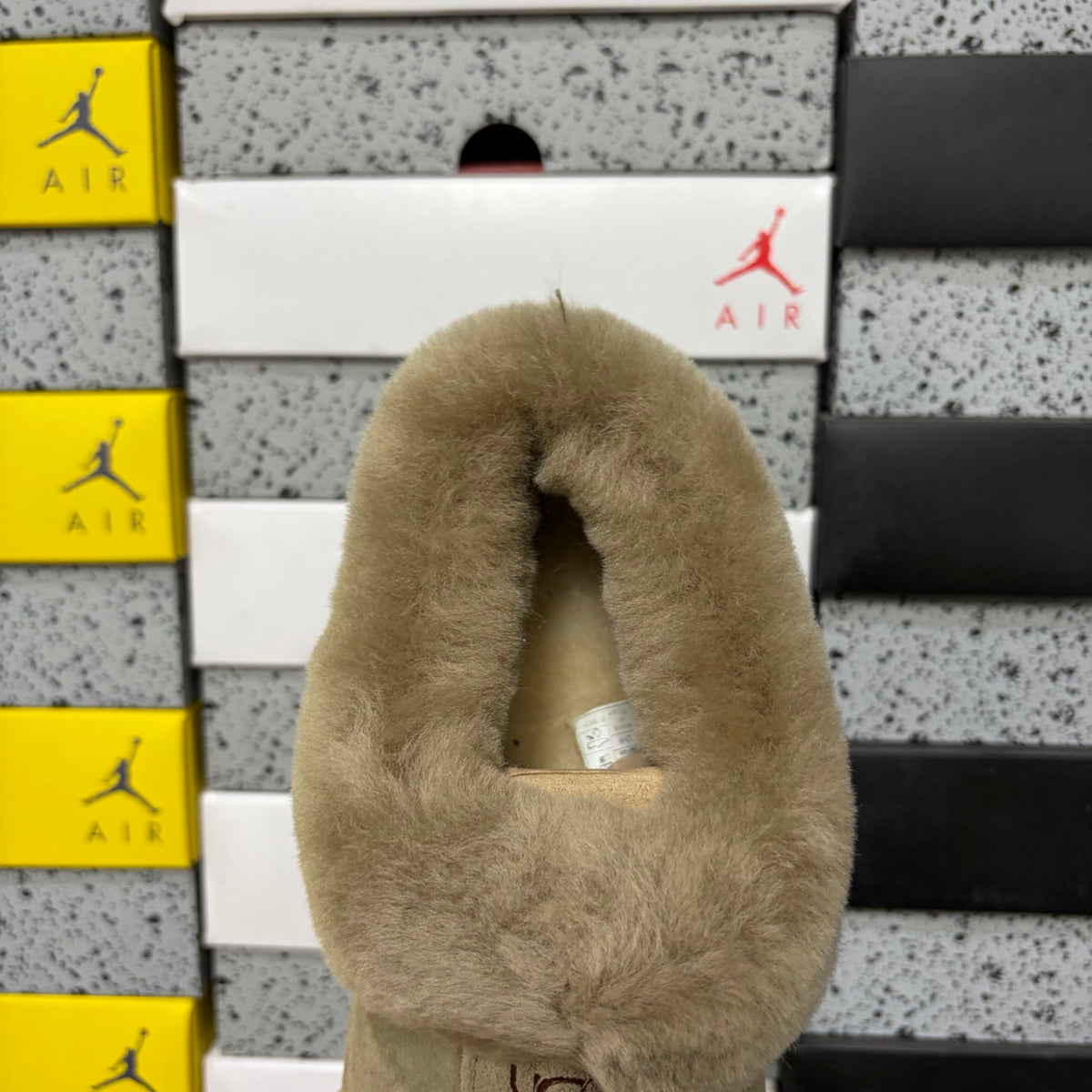 UGG Tazz Slipper – Olive Suede Platform Mule with Tonal Olive Sheepskin Cuff & Gum Lug Sole