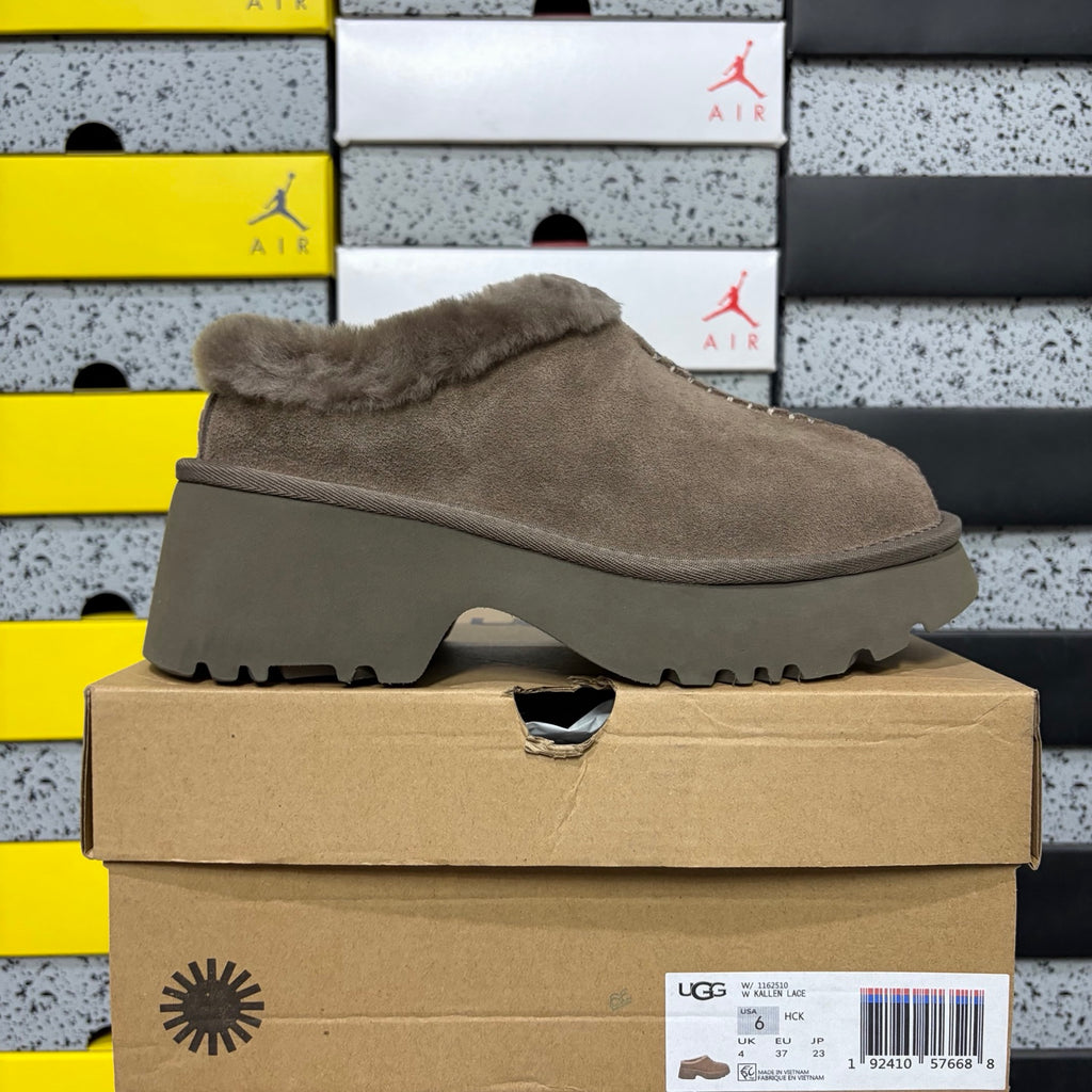 UGG Fisherman Wedge Slide – Walnut with Genuine Sheepskin Footbed