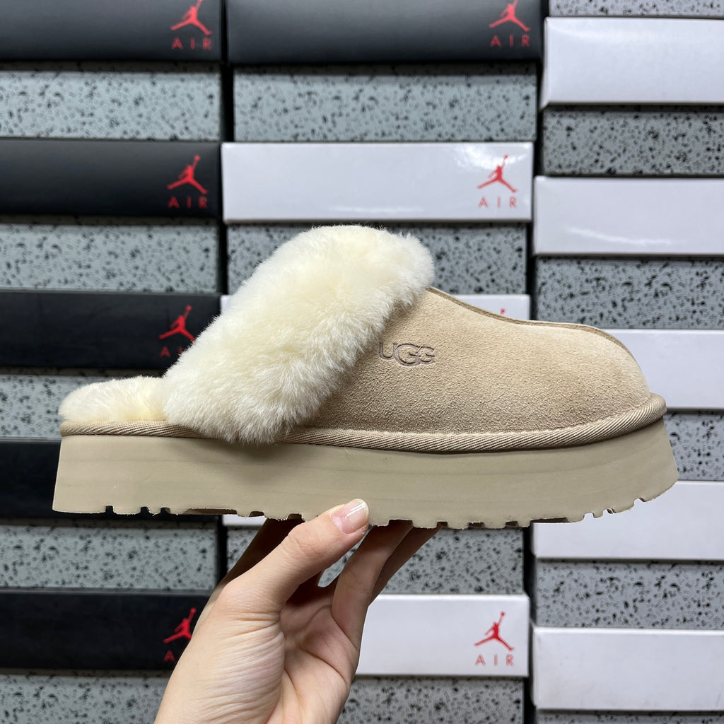 UGG Classic Ultra Mini Boot – Sand Suede with Cream Sheepskin Cuff