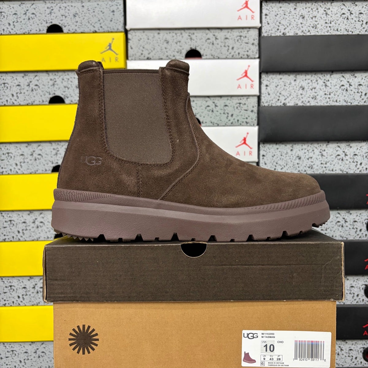 UGG Burleigh Chelsea Boot – Chocolate Brown Suede Slip-On with Elastic Gussets, Tonal Dark Lug Outsole & UGGplush Sole