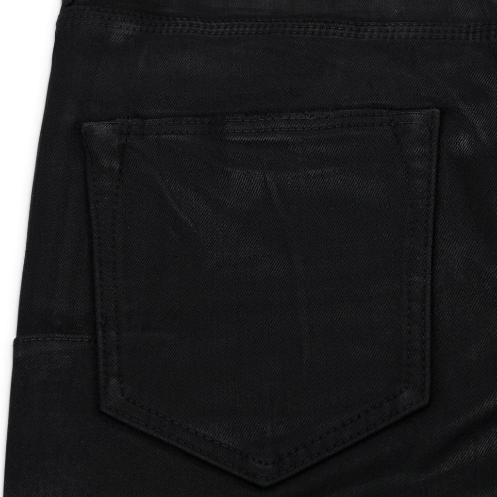 Black Coated Cargo Flare Jeans