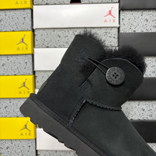 UGG Bailey Button Mini Boot – Black Suede