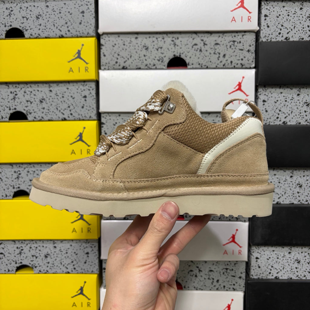 UGG Kallen Lace – Sand Suede Lace-Up Sneaker Boot with Cream Heel Contrast & Braided Rope Laces