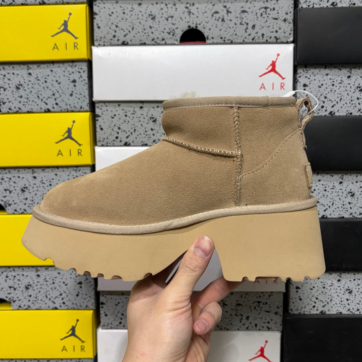 UGG Fisherman Low-Shaft Boot – Sand with Genuine Sheepskin Lining