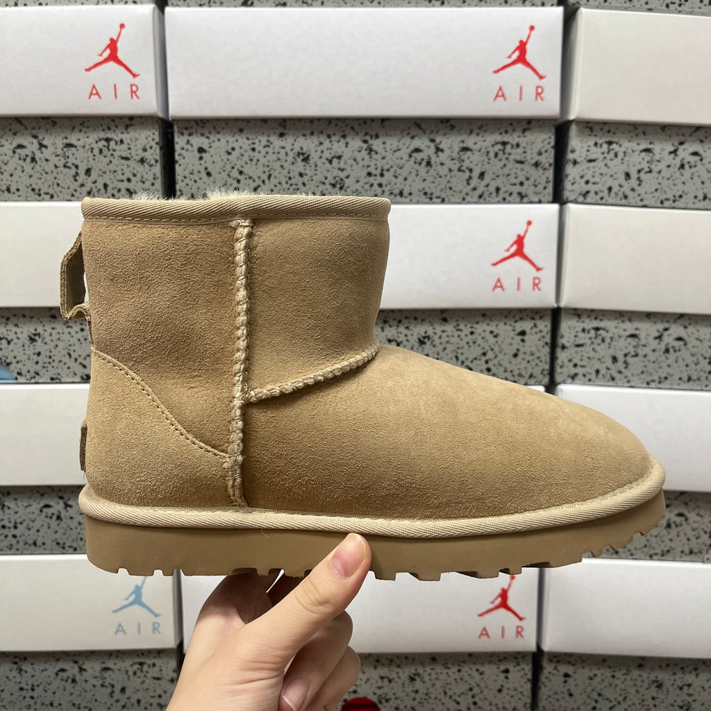 UGG Kallen Lace – Sand Suede Platform Bootie with Cream Sheepskin Cuff