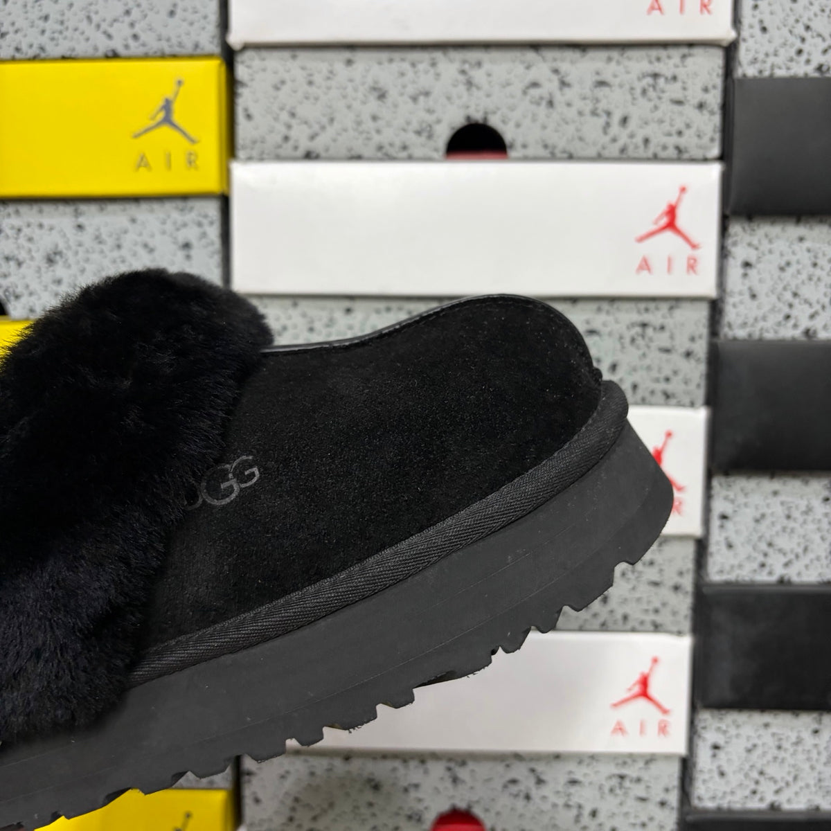 UGG Star Platform Slide – Black with Genuine Sheepskin Footbed