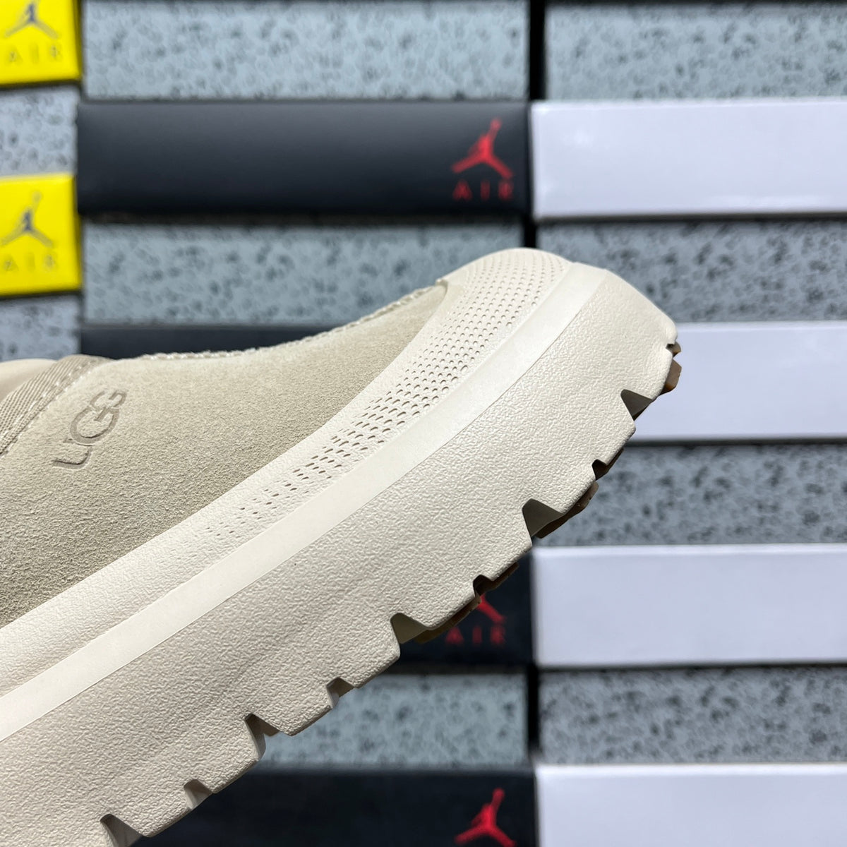 UGG Tasman Weather Hybrid – Tonal Cream Suede Slip-On with Sheepskin Lining & Cream SugarSole