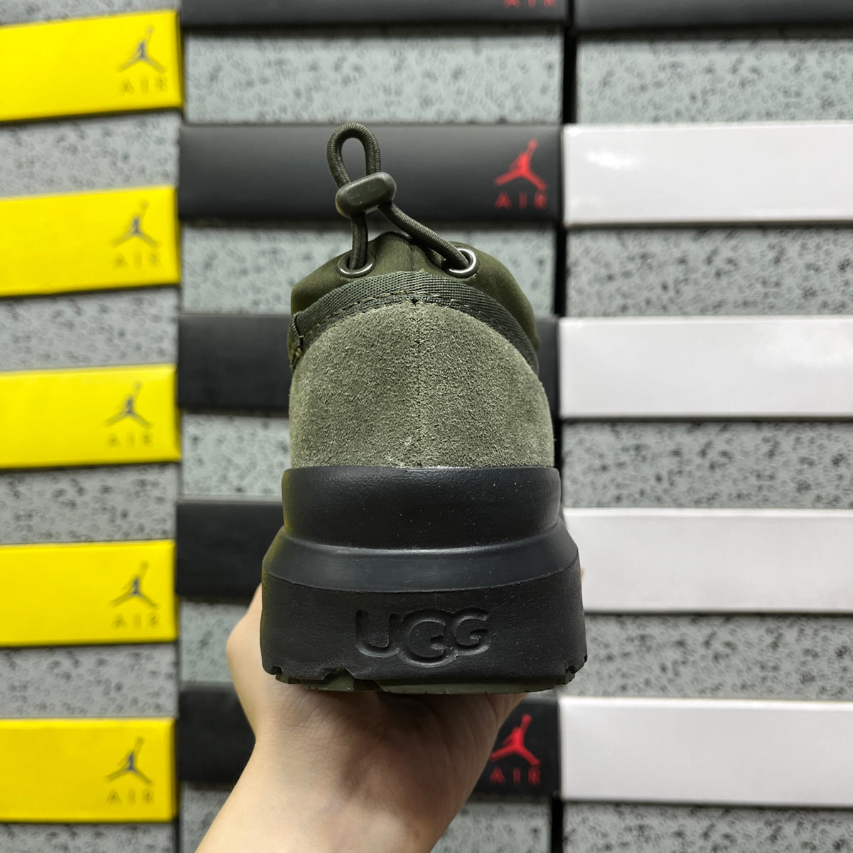 UGG Venture Daze – Army Green Suede Slip-On with Black Lug Sole & Sheepskin Lining