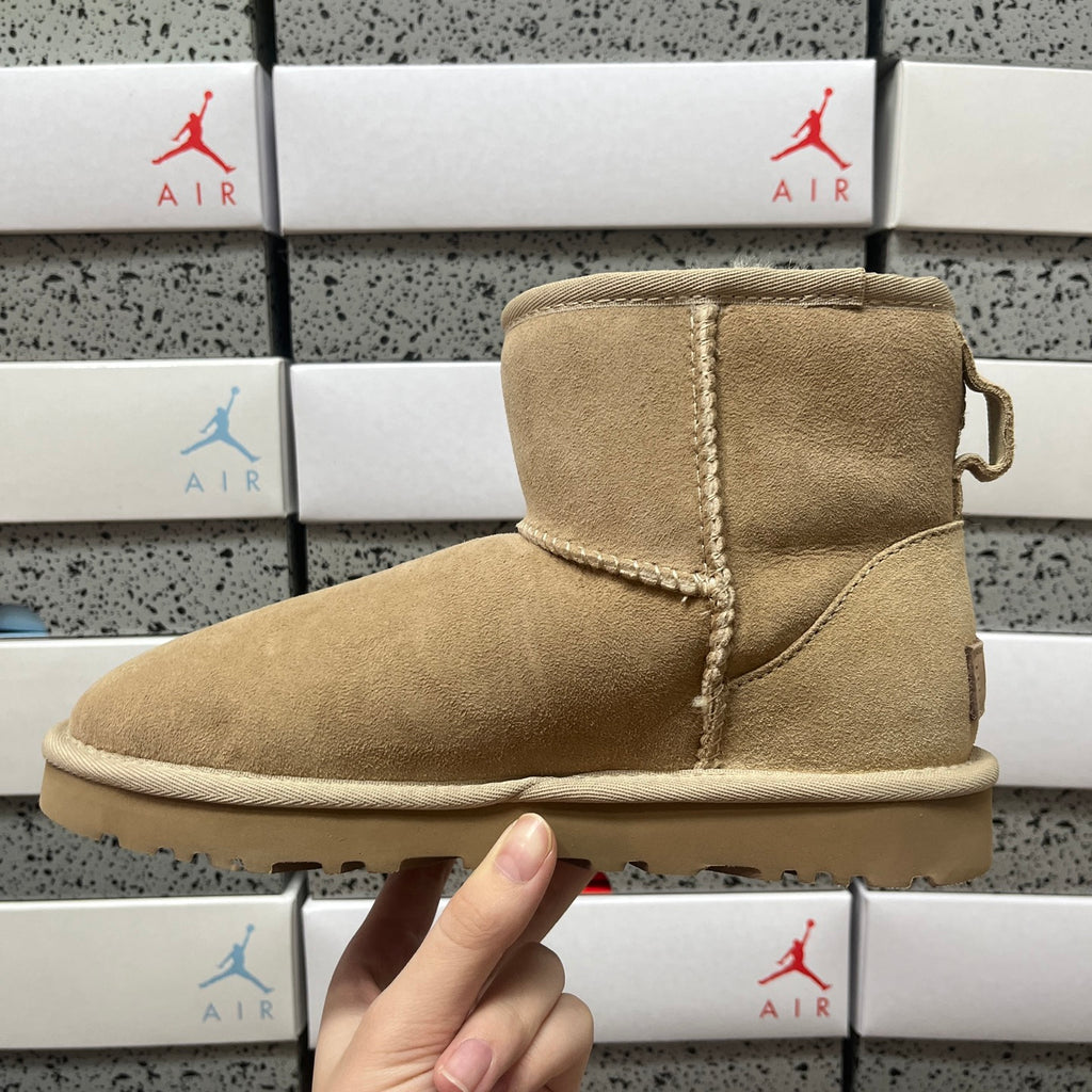 UGG Kallen Lace – Sand Suede Platform Bootie with Cream Sheepskin Cuff