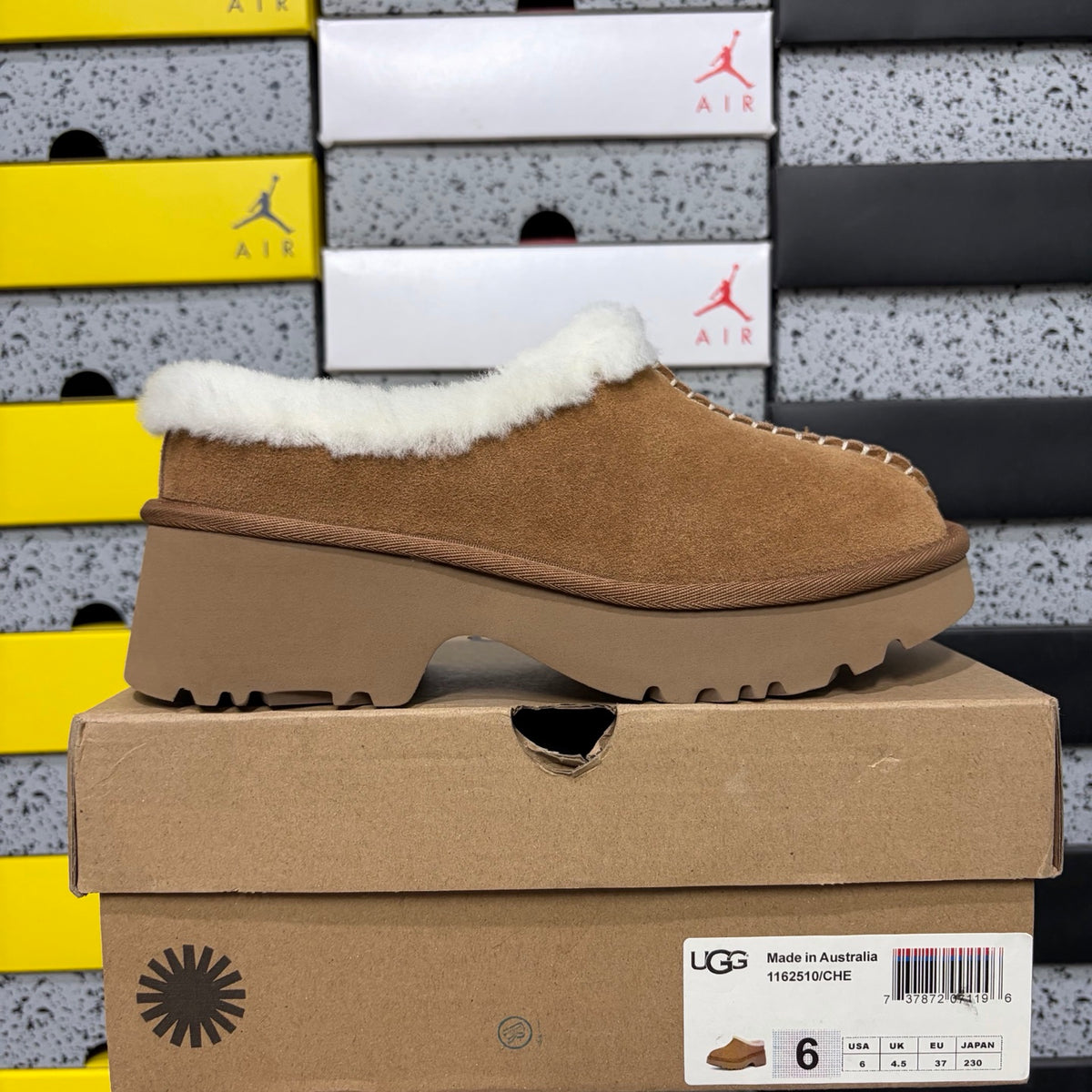 UGG Fisherman Wedge Slide – Sand with Genuine Sheepskin Footbed