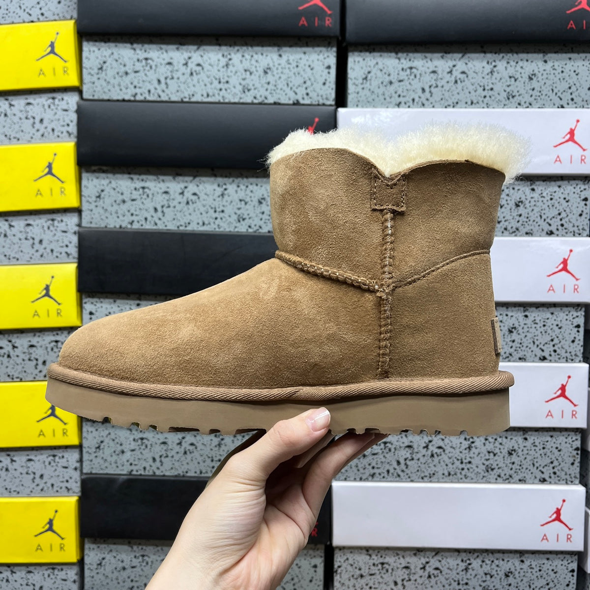 UGG Bailey Button Mini Boot – Chestnut Suede