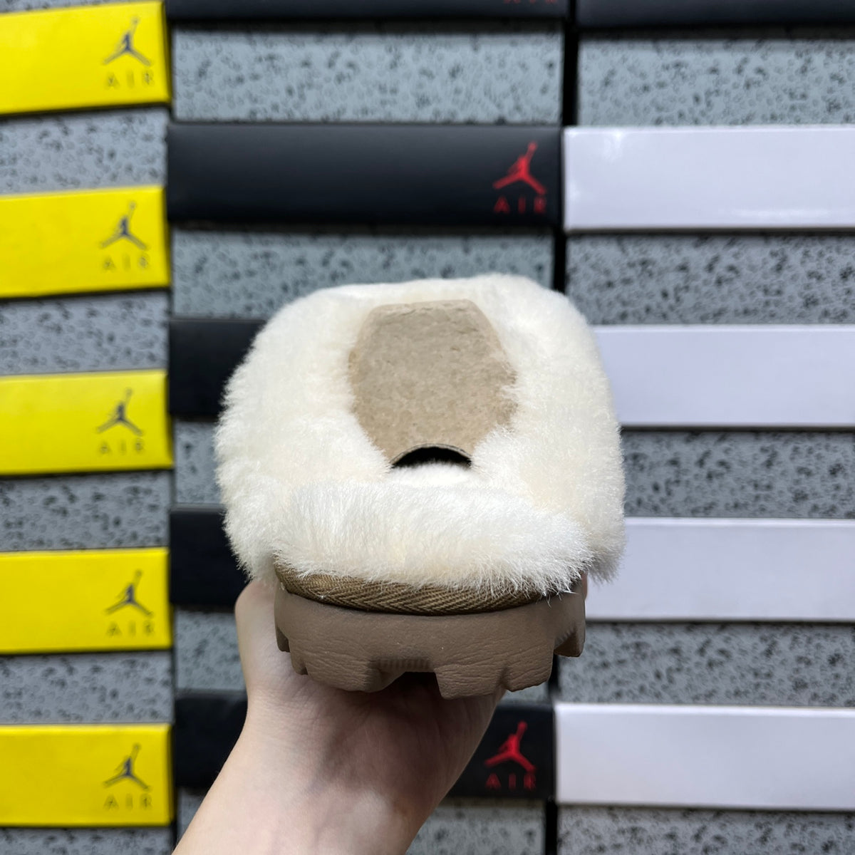 UGG Goldenstar Clog – Sand Suede Open-Back Mule with Plush Sheepskin Cuff & Tonal Lug Sole