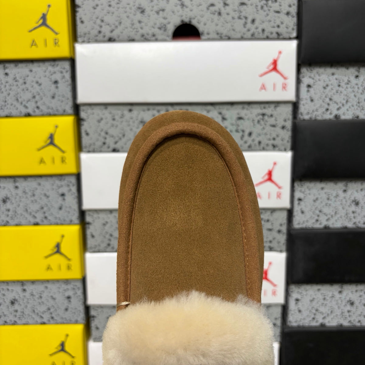 UGG Shearling Mule – Chestnut Suede Open-Back Clog with Cream Shearling Cuff & Gum Sunburst Sole