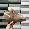 UGG Lowmel Sneaker – Camel Suede & Mesh with Red Braided Laces & Dark Chocolate SugarSole