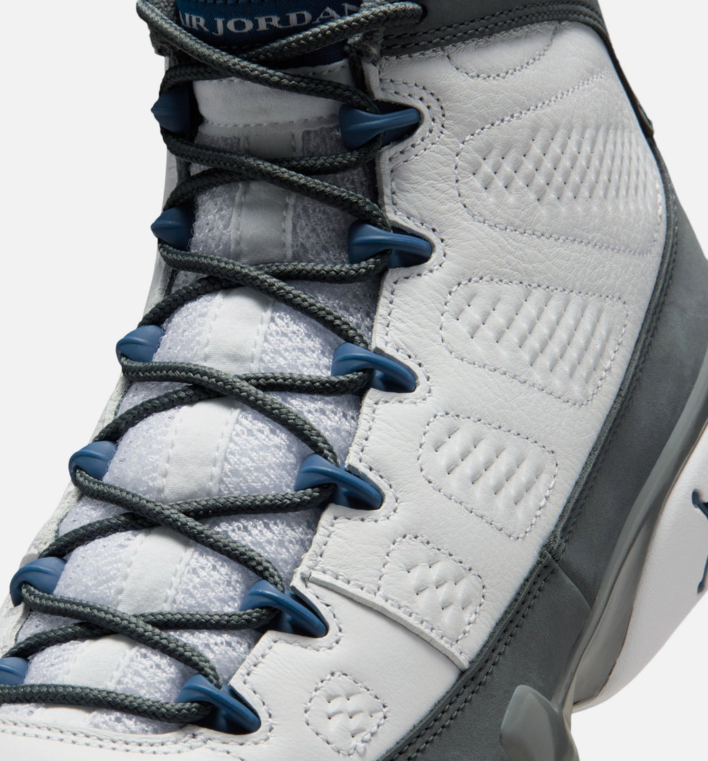 Air Jordan 9 Retro Flint Grey and French Blue Men's Lifestyle Shoes - White / French Blue / Flint Grey