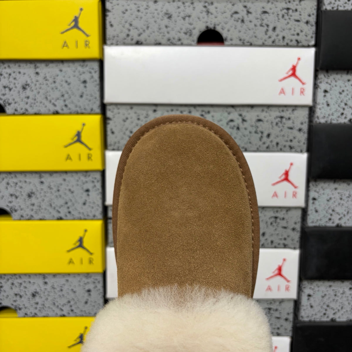 UGG Kallen Lace – Chestnut Suede Platform Bootie with Cream Sheepskin Cuff, Back Lace Detail & Warm Gum Sawtooth Sole